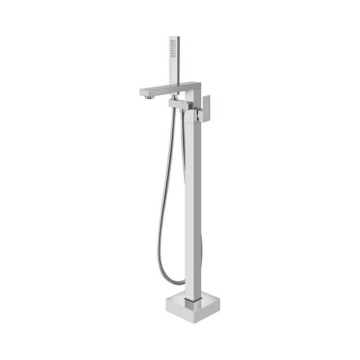 Cheap Freestanding Bathtub Faucet Brushed Nickel Floor Mount Tub Filler Single Handle Standing Brass Mixer Tap with Handheld Shower and Swivel Waterfall Mixer Spout Manufacturer, Companies