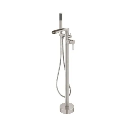Cheap Freestanding Bathtub Faucet Floor Mount Tub Filler Standing High Flow Shower Faucets Shower Mixer Taps Swivel with Cylinder Handheld Matte Black, Waterfall Spout Supplier, Product