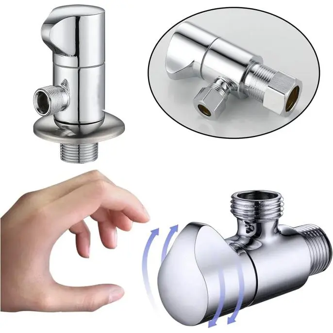 OEM Angle Stop Valve 1/2" Nominal Comp x 3/8'' OD Comp 1/4 Turn Chrome Brass Angle Valve Water Shut Off Valve Faucet Valve Products, Product