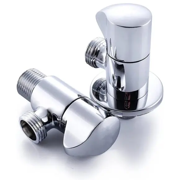OEM Angle Stop Valve 1/2" Nominal Comp x 3/8'' OD Comp 1/4 Turn Chrome Brass Angle Valve Water Shut Off Valve Faucet Valve Products, Product