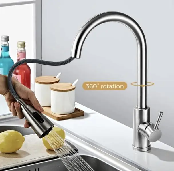 High-Quality Kitchen Faucet with Pulled Down Sprayer, Single Handle Kitchen Sink Faucet, Kitchen Faucet Stainless Steel Supplier, Product