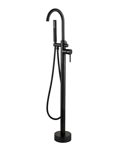 Wholesale Multi-Function Brass Made Chrome Finish Floor Mount Tub Filler w/Handheld Shower Wand Bathroom Faucet Manufacturer, Suppliers