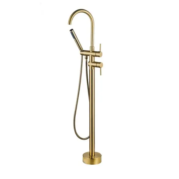OEM Floor Mount Bathtub Faucet Freestanding Tub Filler Standing High Flow Shower Faucets Shower Mixer Taps, Swivel Gooseneck Spout Manufacturer, Exporter
