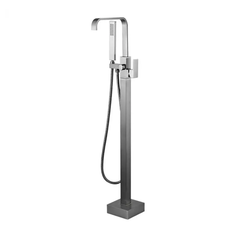 Wholesale Freestanding Bathtub Faucet Tub Filler Black Waterfall Floor Mount Single Handle Brass Bathroom Faucets with Handheld Shower Manufacturer, Product