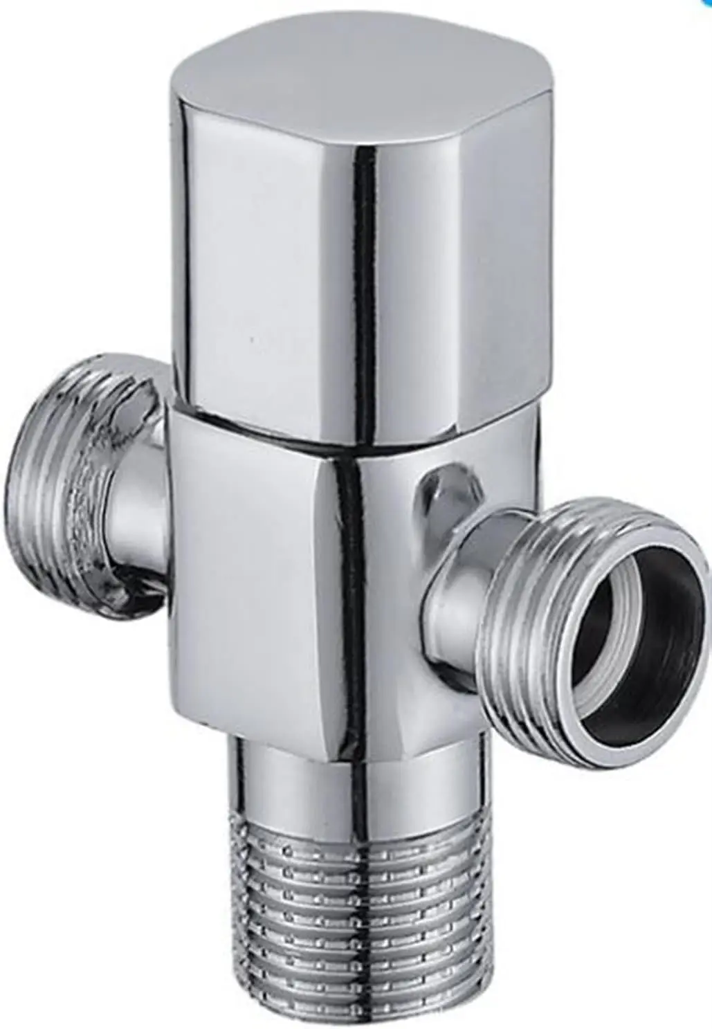 High-Quality One-in And Two-out Angle Valve Hot And Cold Water Toilet Stop Valve Double Water Full Copper Thickened Triangle Valve (Color : Silver, Gold, Black, Silver) Company, Product