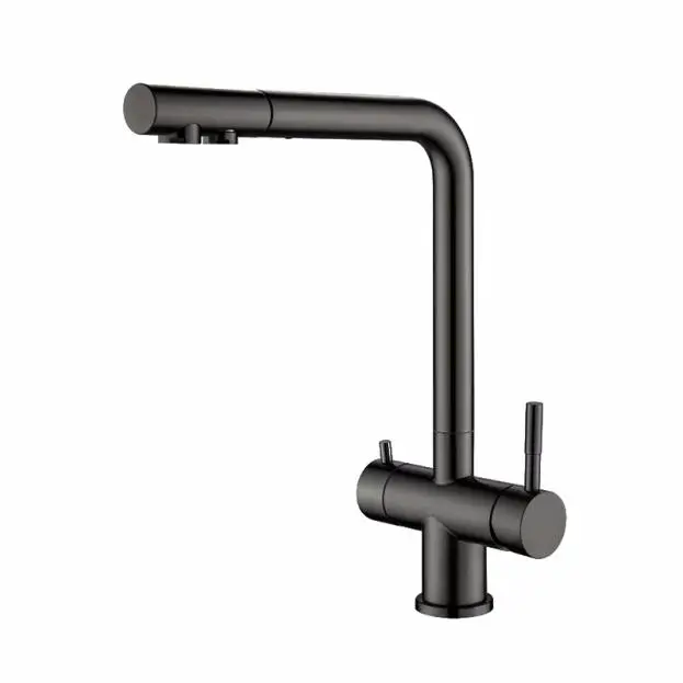 China Kitchen Pull-Out Filtered Faucet Chrome Brass Purifier Faucet 360 Rotation Dual Sprayer Drinking Water Tap Companies, Products