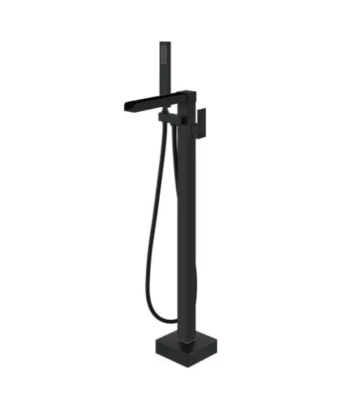 Wholesale Freestanding Waterfall Bathtub Faucet Floor Mount Tub Filler Bathroom Standing Brass Tap Swivel Spout Single Handle with Hand Sprayer Supplier, Company