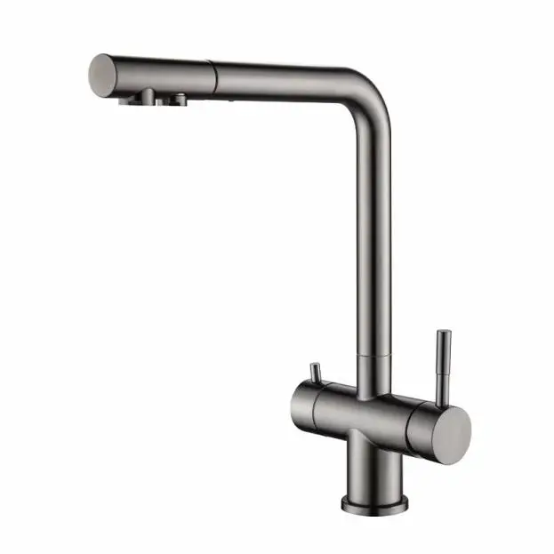 China Kitchen Pull-Out Filtered Faucet Chrome Brass Purifier Faucet 360 Rotation Dual Sprayer Drinking Water Tap Companies, Products