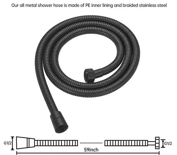 Wholesale Shower Hose 59 inches Shower Head Hose Shower Head Extension Hose Extra Long Stainless Steel Shower Hose Attachment Flexible Handheld Shower Sprayer Hose, Matte Black Suppliers, Exporter