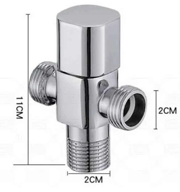 High-Quality One-in And Two-out Angle Valve Hot And Cold Water Toilet Stop Valve Double Water Full Copper Thickened Triangle Valve (Color : Silver, Gold, Black, Silver) Company, Product