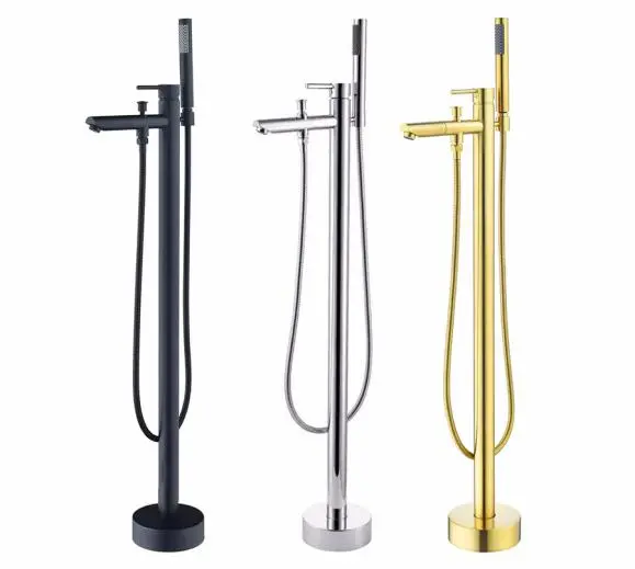 Wholesale Floor Mount Brass Bathtub Faucet Freestanding Tub Filler / Faucet Free Standing bathroom Shower faucet Mixer Tap Manufacturers, Exporter