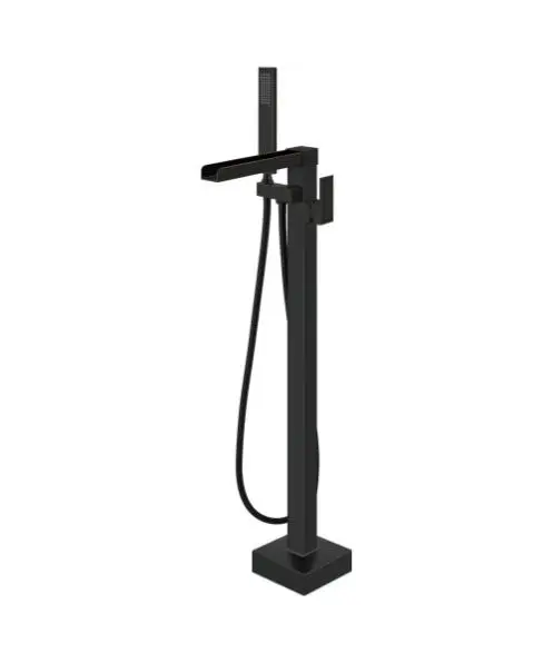 Wholesale Freestanding Waterfall Bathtub Faucet Floor Mount Tub Filler Bathroom Standing Brass Tap Swivel Spout Single Handle with Hand Sprayer Supplier, Company
