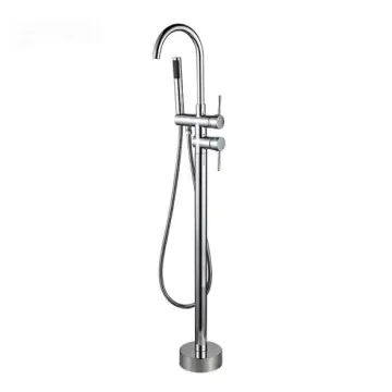 Multi Function Brass Chrome Floor Mount Tub Filler with Handheld Shower Wand