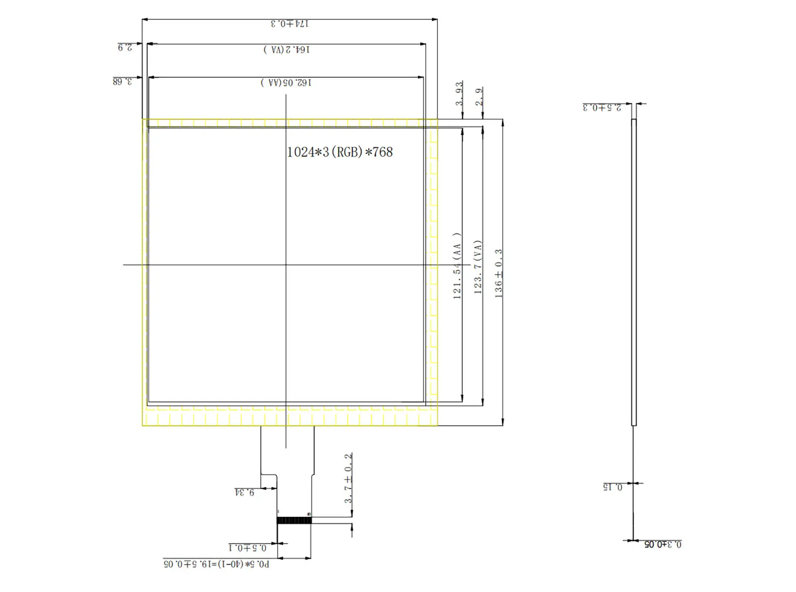 8 inch TFT LCD Drawing