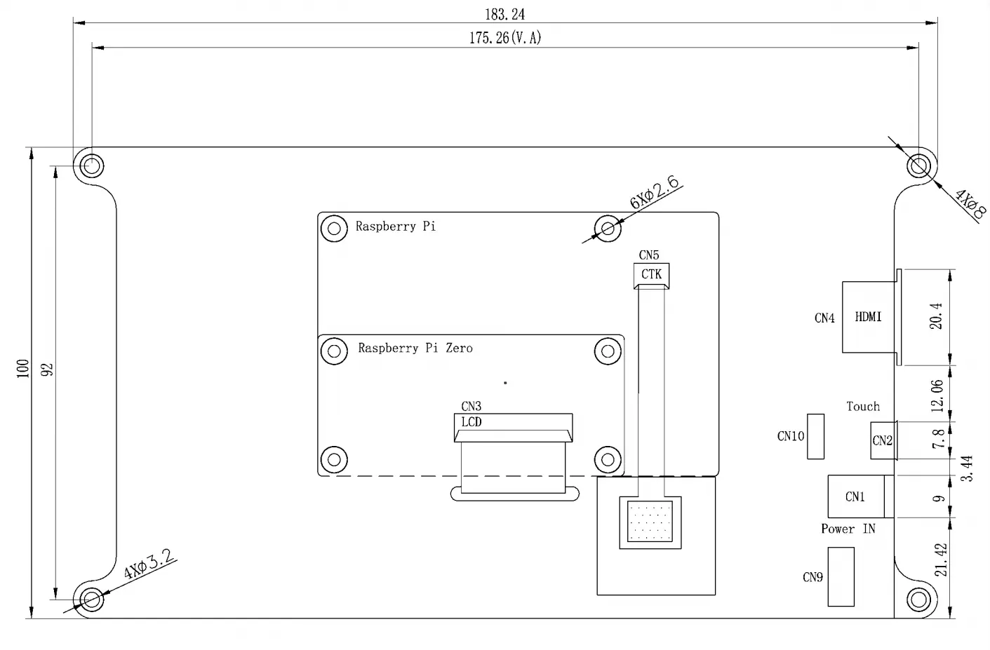 7-inch HDMI LCD module drawing 2