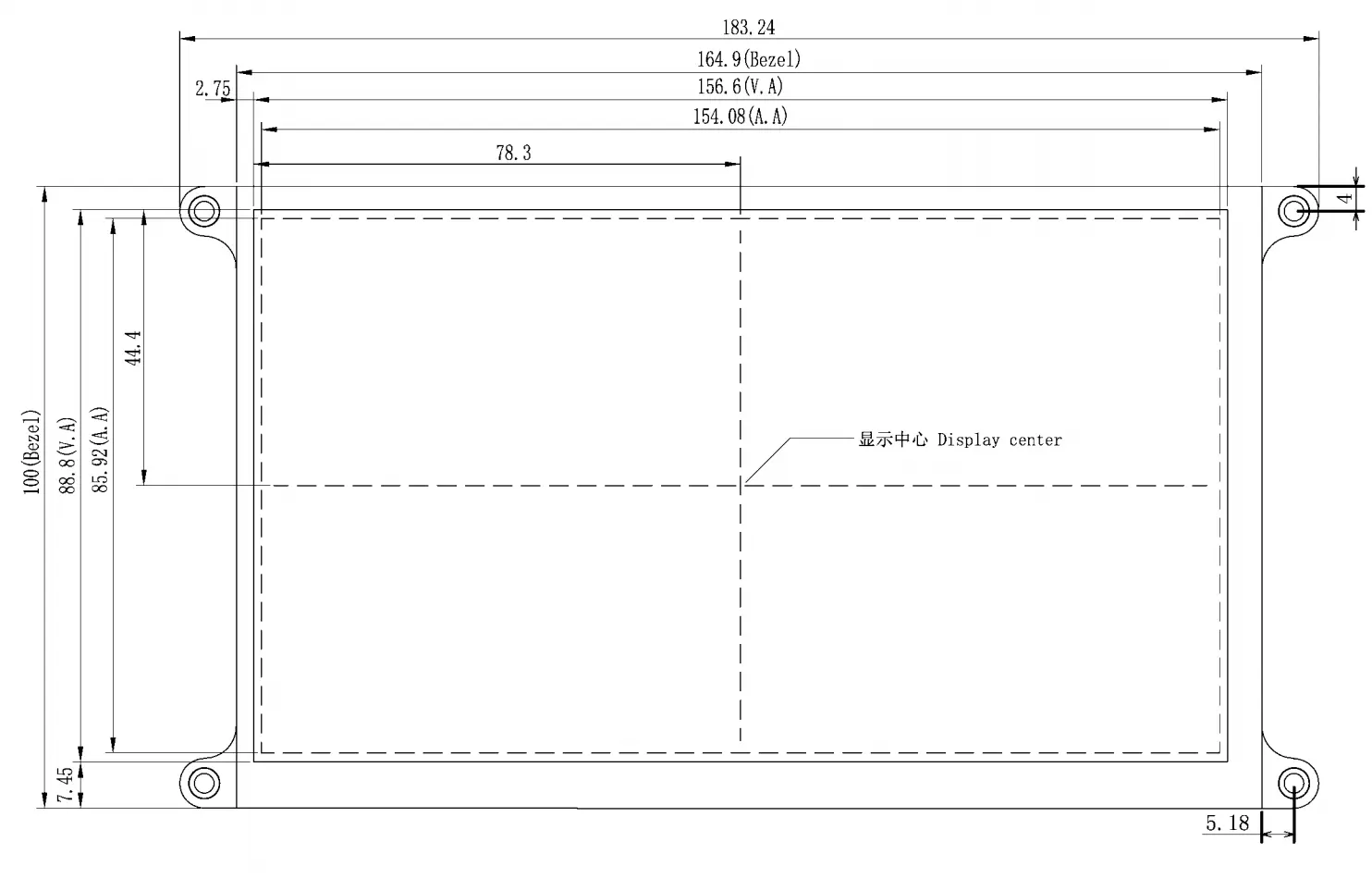 7-inch HDMI LCD module drawing
