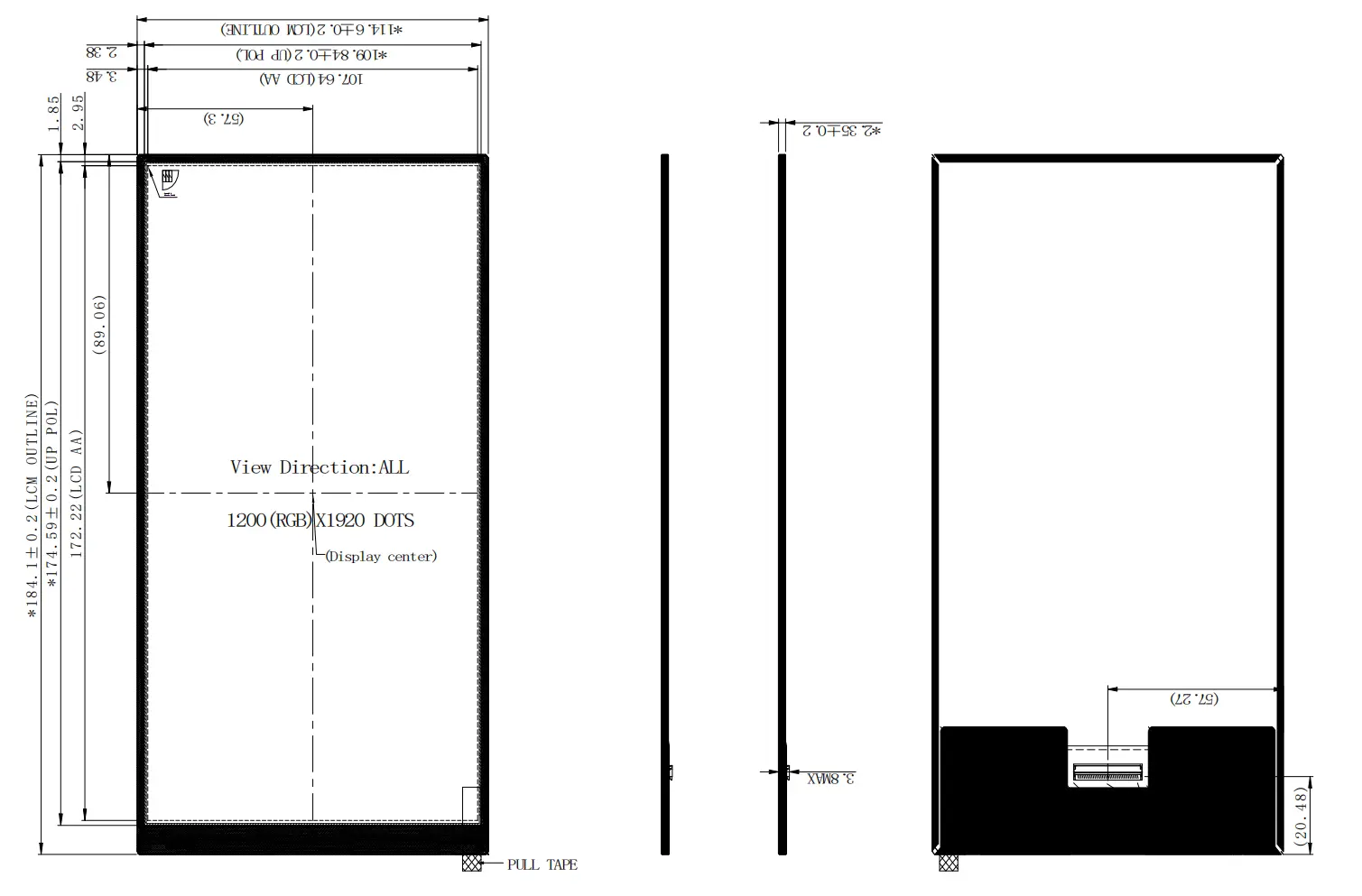 8-inch LCD module drawing