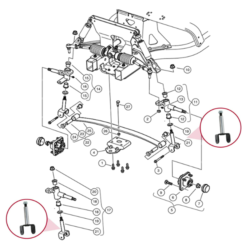 Golf Cart Front End King Pin Kit For Club Car Precedent 2004-Up
