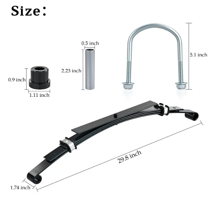 CE Certification Heavy Duty Rear Leaf Spring Kit 4-Leaf Spring with Bushings & Sleeves Fits for Club Car Precedent Golf Cart Manufacturers, Factories