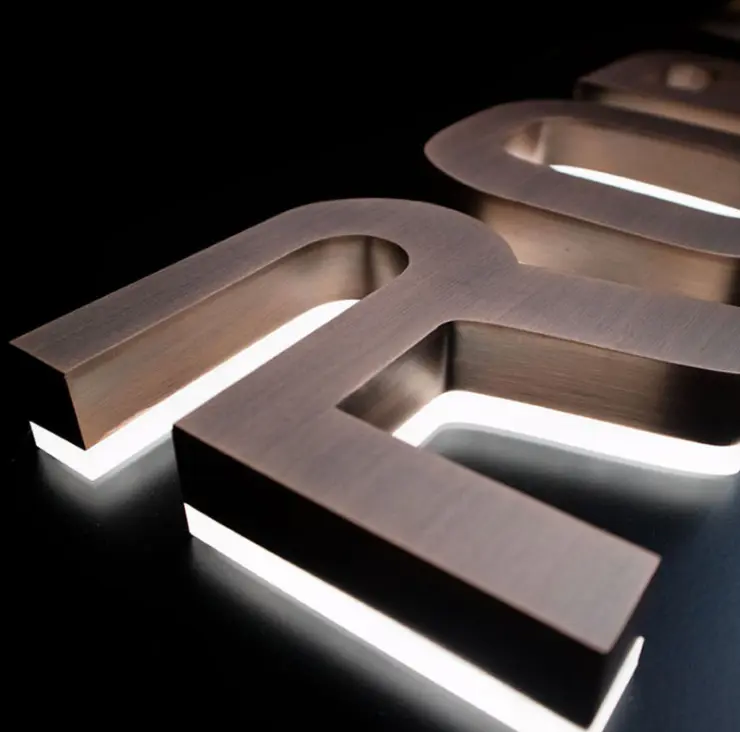 Discount Premium Brushed Metal Backlit Letters LED Signage Supplier, Suppliers