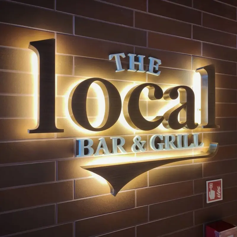 Custom Made Painted Metal Backlit Letters for Shop Front Signs