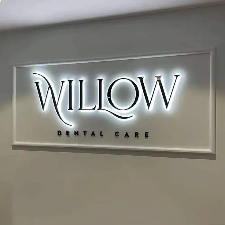 Custom 3D Backlit Stainless Steel Letters  Business Logo Signage