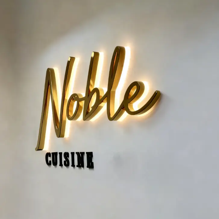 Wholesale 3D Light Metal Letters Backlit Logo for Office Wall Advertising Sign Factory, Company