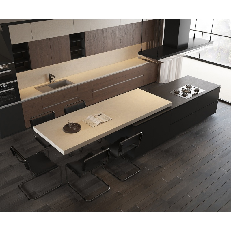 Mesa de Ilha de Cozinha em Pedra Sinterizada Mesa de Jantar Integrada Luxuosa para o Lar Mesa Multifuncional para Cozinhar Balcão de Cozinha