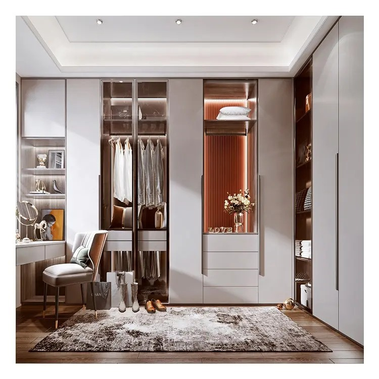 Móveis de Quarto por Atacado Godrej Sob Medida com Design de Gavetas Centro de Casa Armário de Canto Moderno de Plástico MDF com Vidro