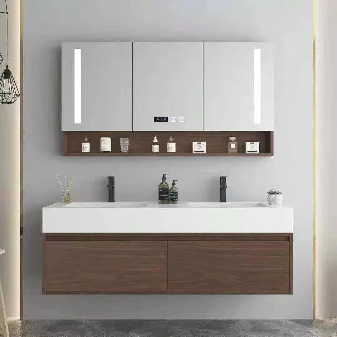 Mármore OEM Pedra Moderna Parede MDF Mobiliário de Banheiro Hotel