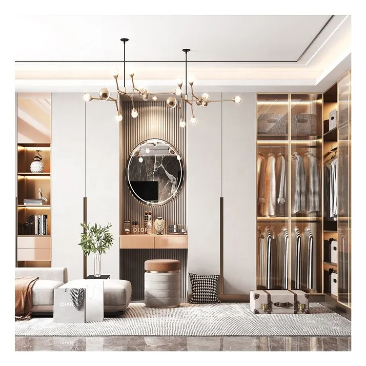 Móveis de Quarto por Atacado Sob Medida com Design de Gavetas Centro de Casa Armário de Canto Moderno de Plástico MDF com Vidro