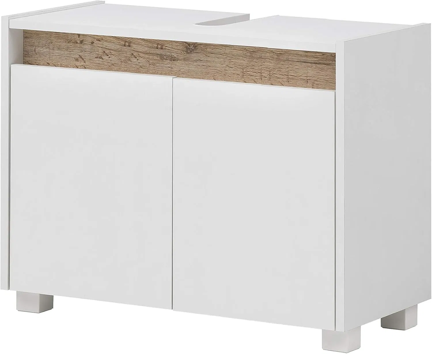 Conjunto de Armário de Banheiro Montado na Parede de Apartamento de Luxo Moderno com Espelho de LED