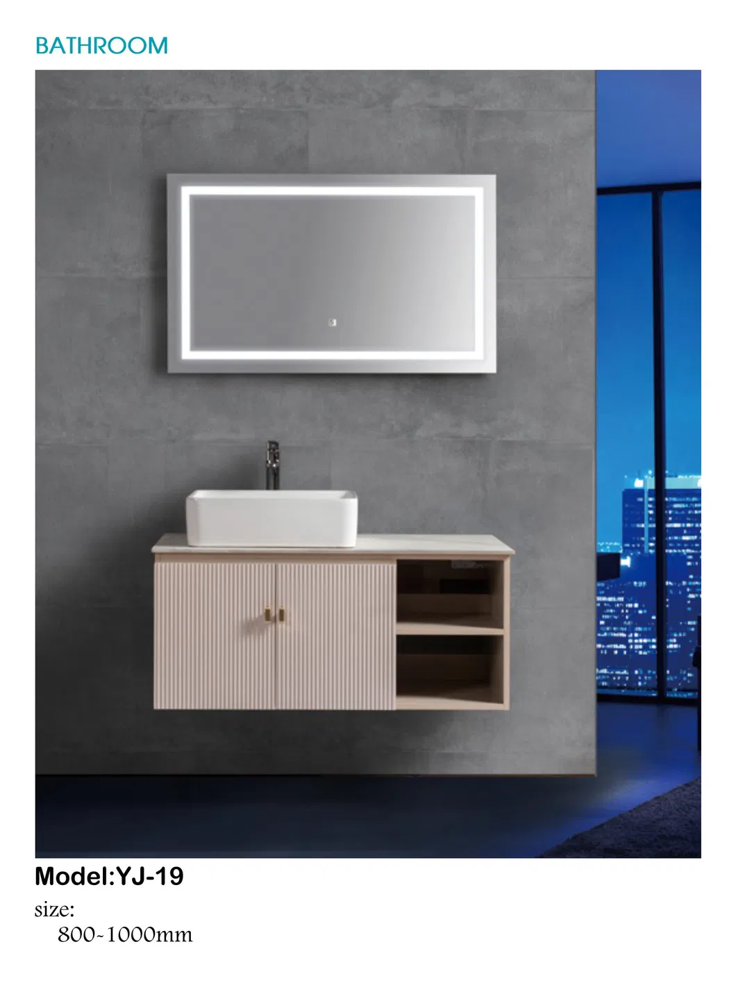 Móvel de Banheiro Moderno Personalizado em Madeira para Hotel com Lavabo Inteligente de Parede