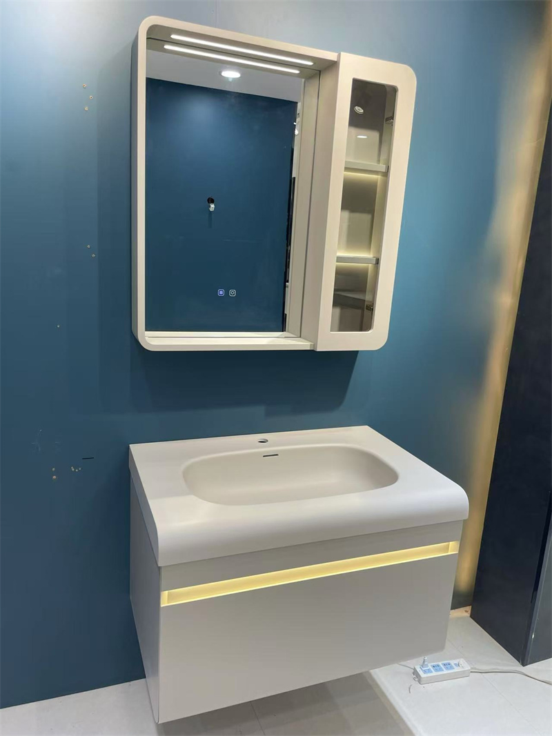 Armário de PVC Suspenso com Pia de Pedra Artificial