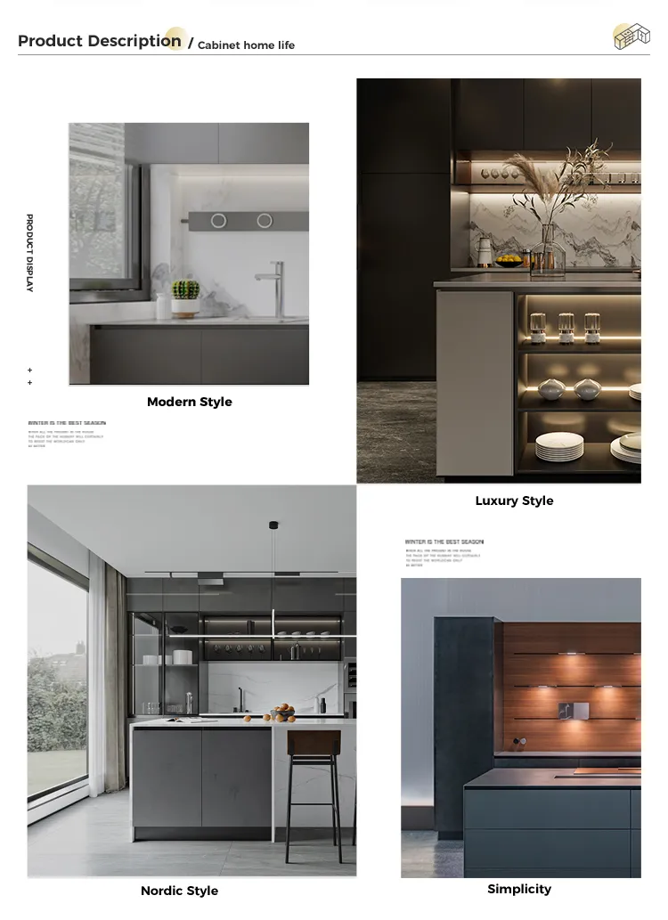 Móveis comerciais de luxo italianos, armários de cozinha prontos