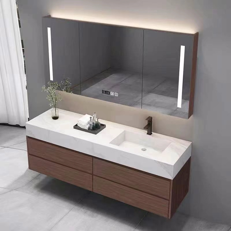 Mármore OEM Pedra Moderna Parede MDF Mobiliário de Banheiro Hotel