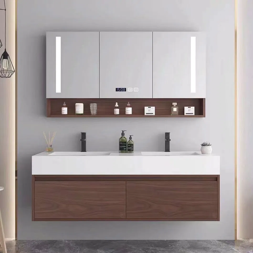 Mármore OEM Pedra Moderna Parede MDF Mobiliário de Banheiro Hotel