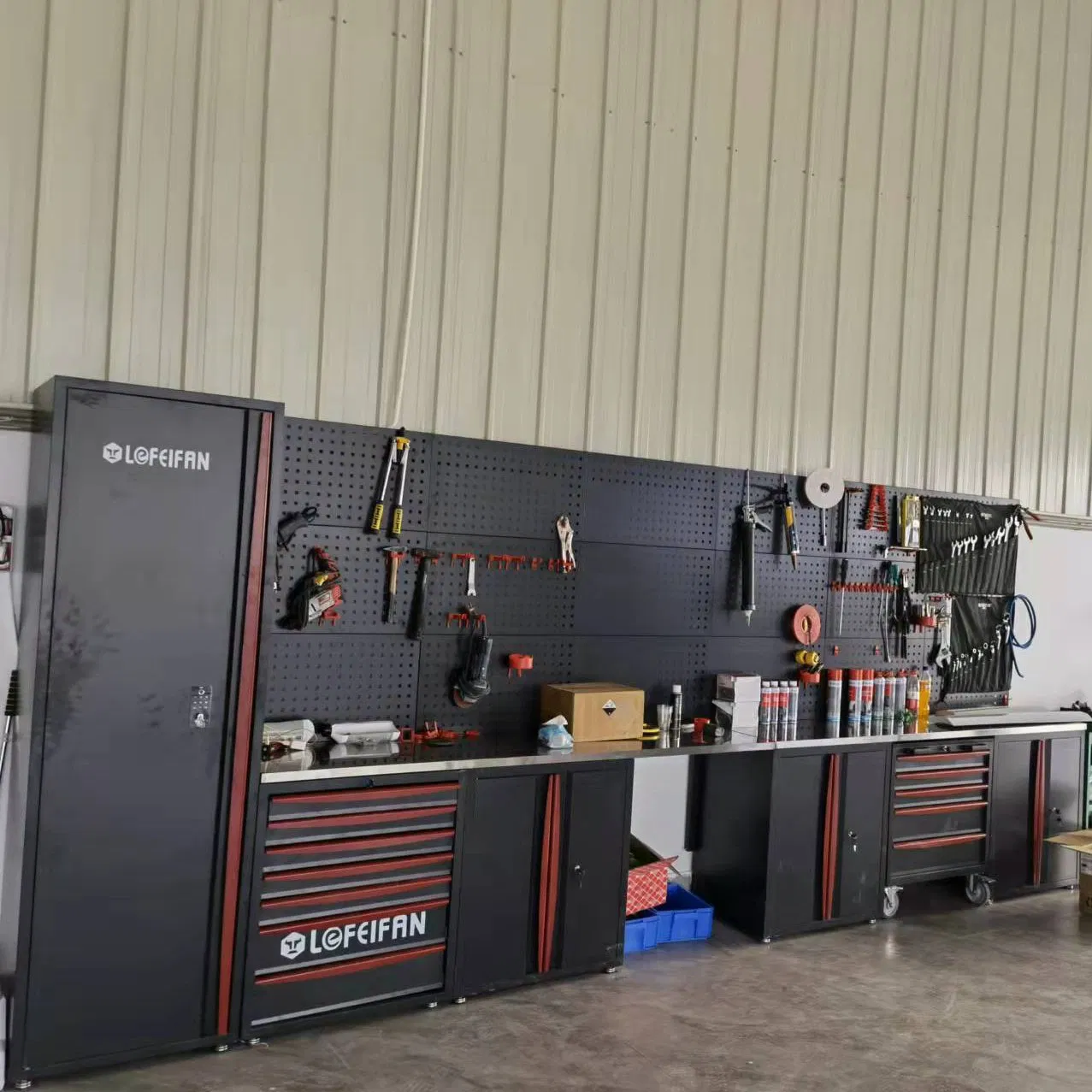 Armários de Parede de Garagem Armário de Armazenamento Alto Armário de Ferramentas Prateleira Superior Ferramentas Bancada de Trabalho