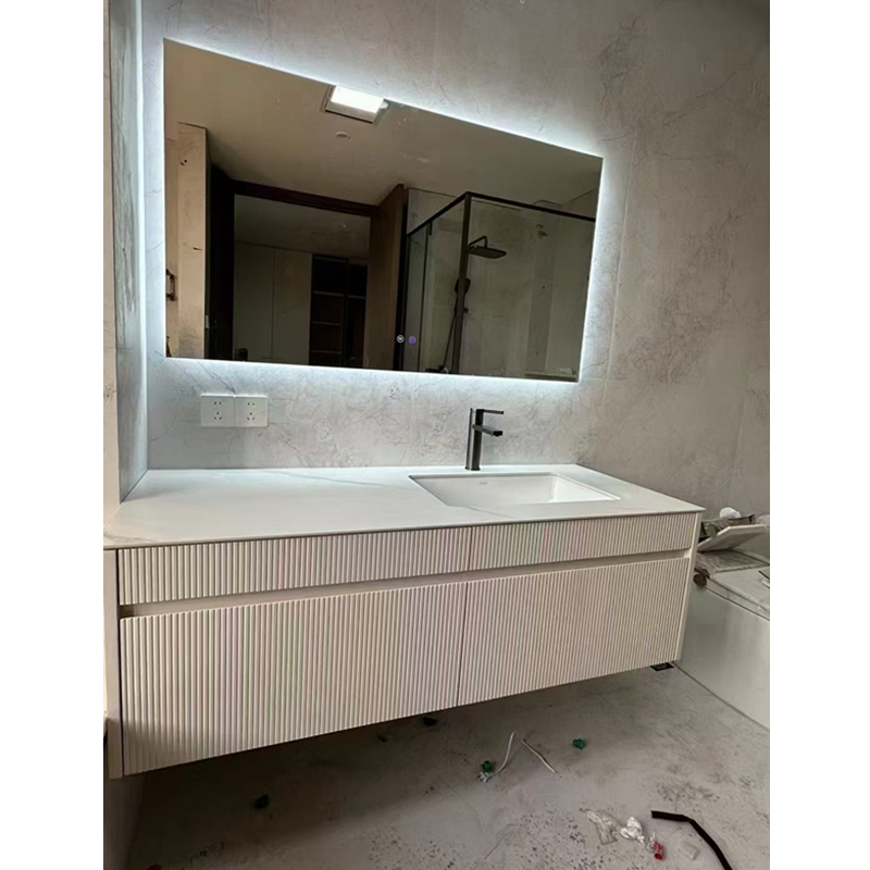 Conjuntos de Móveis de Banheiro Brilhantes e Frescos com Pias Flutuantes Simples e Duplas para Vaidade de Banheiro
