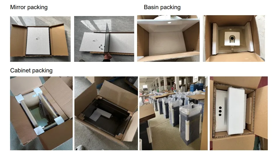 60 Unidade de Vanidade Montada na Parede em Plywood Branco Brilhante Moderno para Banheiro com Espelho LED