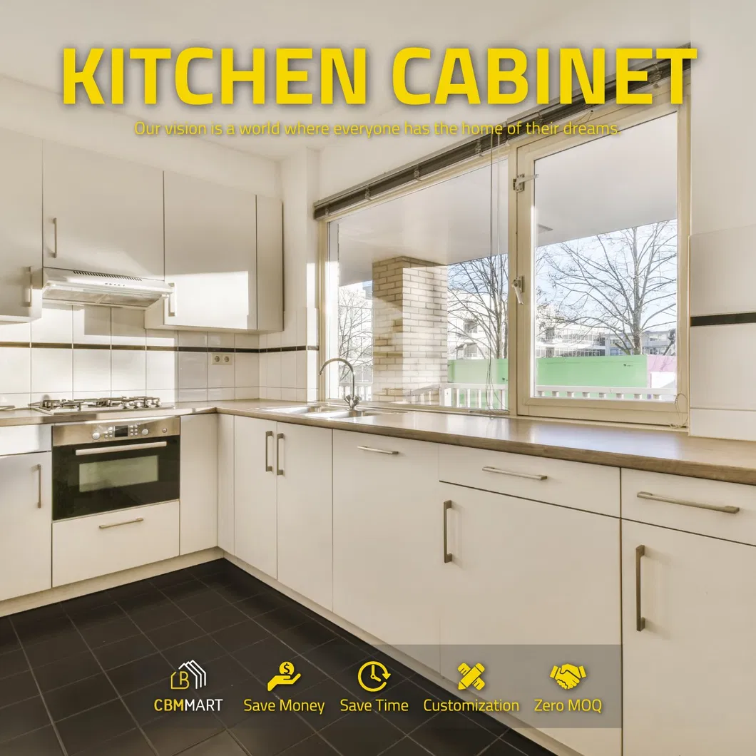 Conjunto de Móveis de Cozinha Moderna Vintage Canto Modular Lacado em Madeira Sólida com Ilha Móveis de Cozinha Armário