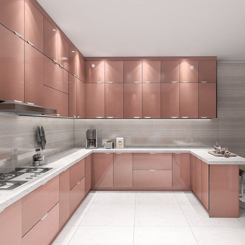 Móveis comerciais de luxo italianos, armários de cozinha prontos