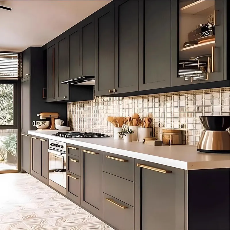 Design Personalizado Moderno Modular Armário de Cozinha de Madeira Sólida Embalagem Plana