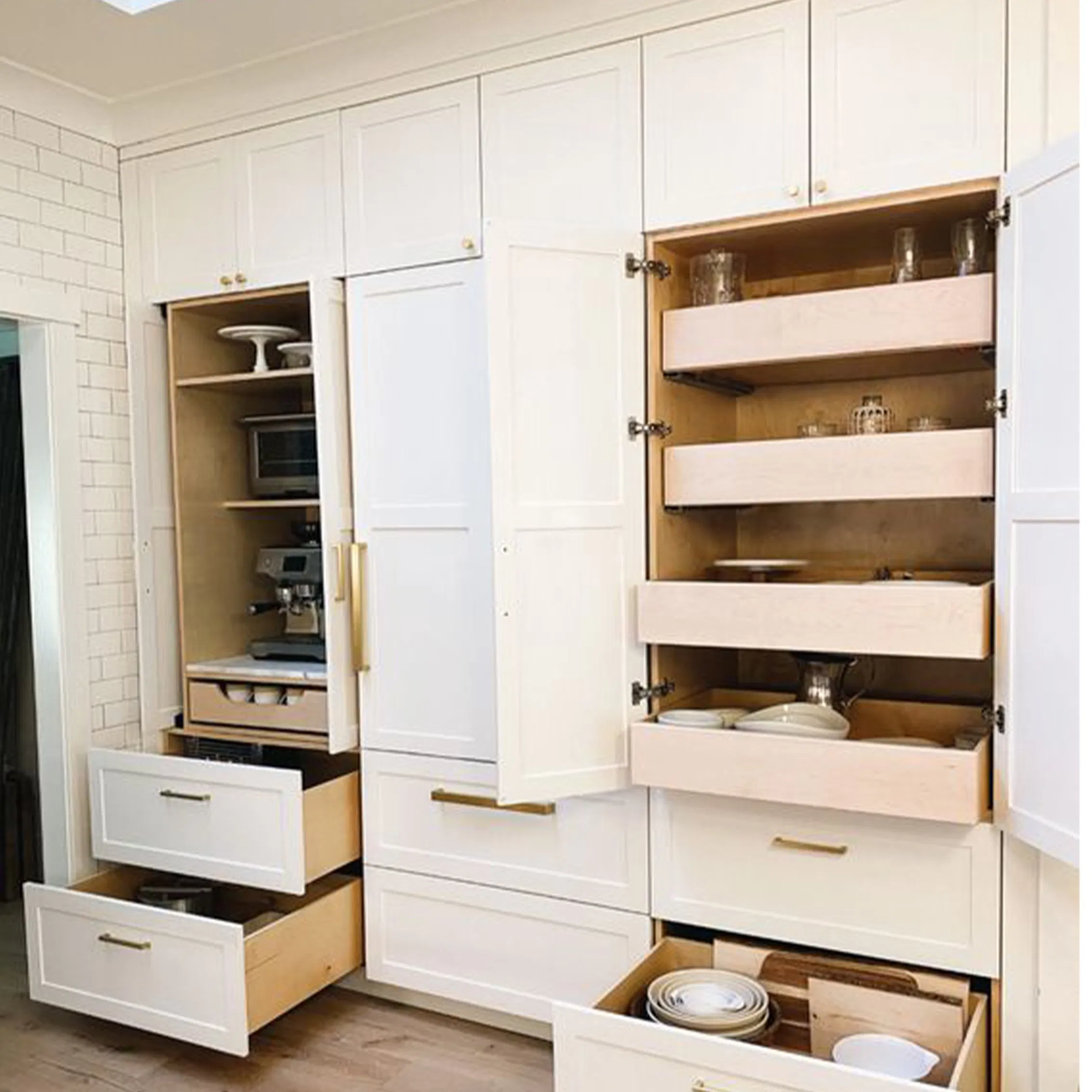 Conjunto de Armários de Cozinha Inacabados com Design Moderno de Pintura AC - Armários de Base em Plywood Branco Atacado