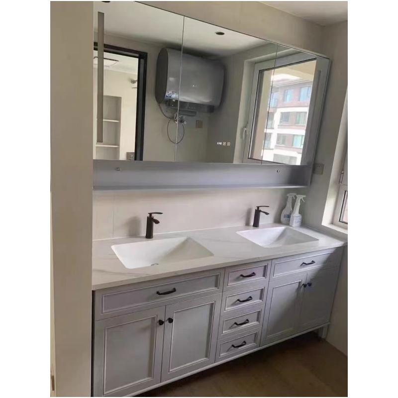 Conjuntos de Móveis de Banheiro Brilhantes e Frescos com Pias Flutuantes Simples e Duplas para Vaidade de Banheiro