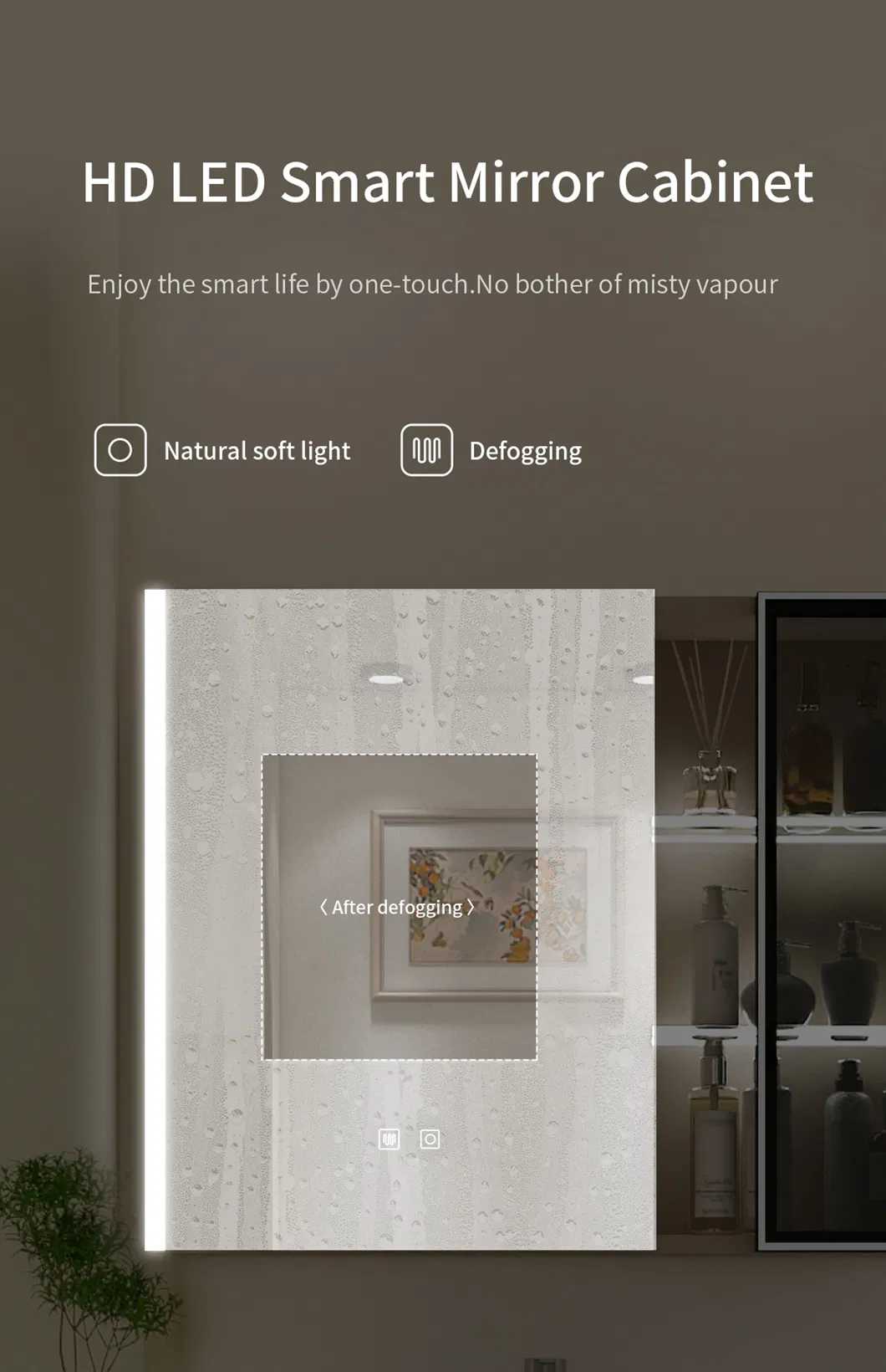 700mm Pia de Banheiro de Mármore Montada na Parede Iluminação Interior Personalizável Armário de Banheiro