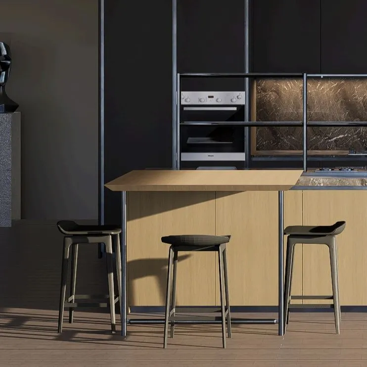 Ilha de Cozinha de Madeira Acabada em Óleo Personalizável para Decoração de Casa Estilosa