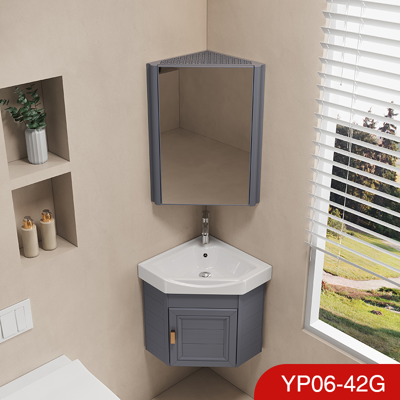 Novo Armário de Banheiro Pequeno com Design Simples no Canto com Espelho Yp06-42g