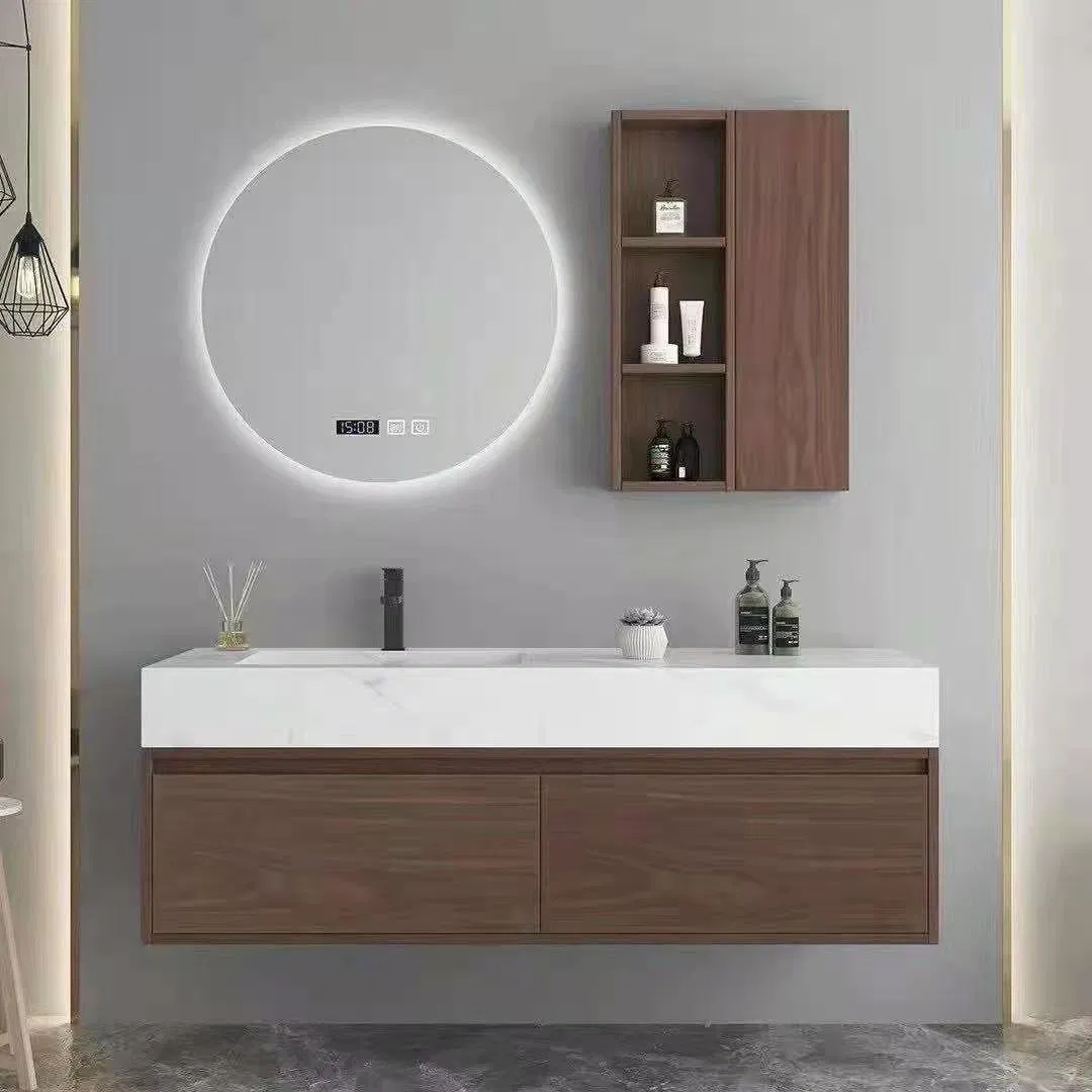 Mármore OEM Pedra Moderna Parede MDF Mobiliário de Banheiro Hotel
