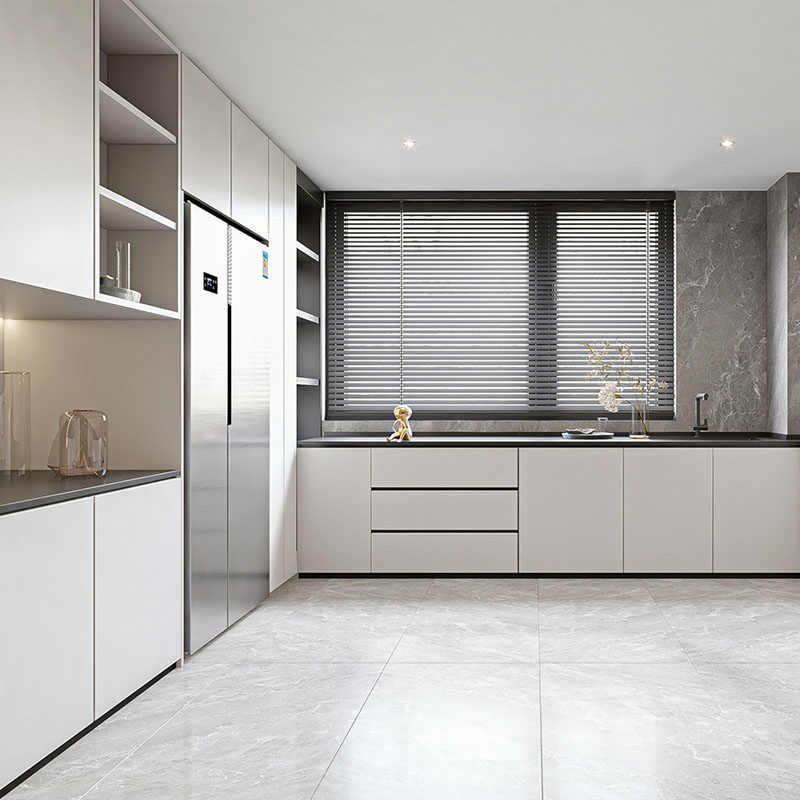 Conjunto de Móveis de Cozinha Moderna Fohsan Design Vintage Módulo de Canto Lacado em Madeira Sólida com Ilha